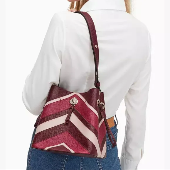 Kate Spade Pink and White Chevron Tote - Picture 2 of 16